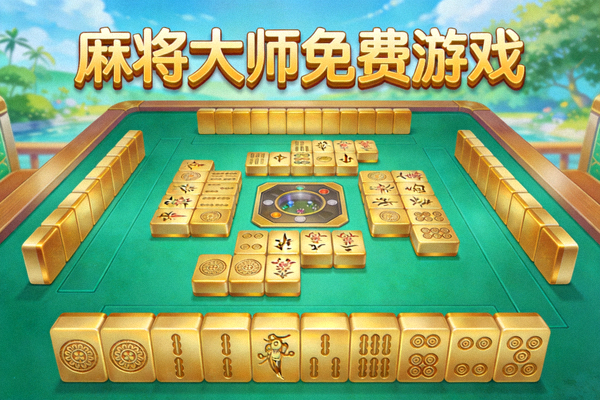 麻将大师免费游戏画面，翡翠绿背景搭配金色麻将牌